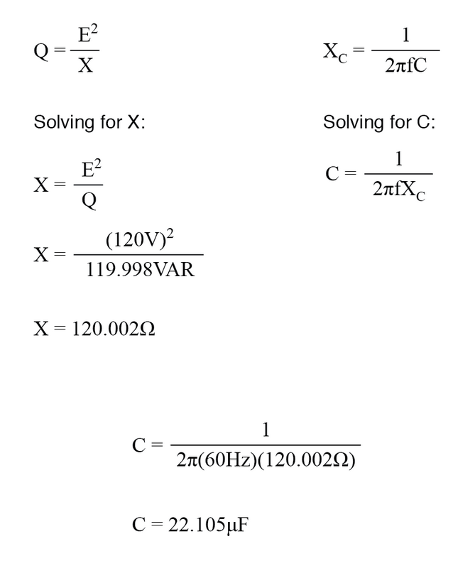 calculate correct capacitor size